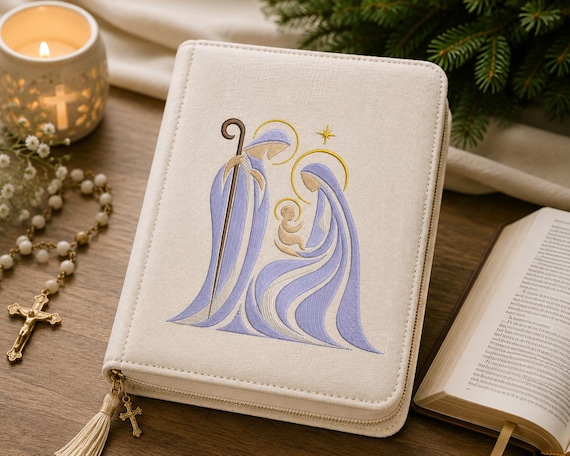 Holy Family Nativity Machine Embroidery Design, Modern Christmas Religious Pattern, Mary Joseph Jesus Outline 6 Sizes Xmas embroidery design