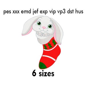 Bunny Machine Embroidery Design White Rabbit Año Nuevo 2023 Animals Design Instant Download Fill Stitch Rabbit outline Christmas stocking
