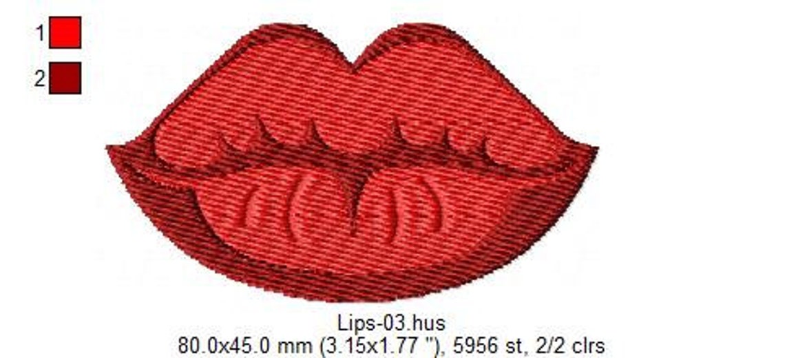 Glamor Lips Embroidery Design 5 Sizes Embroidering Fill Stitch Etsy