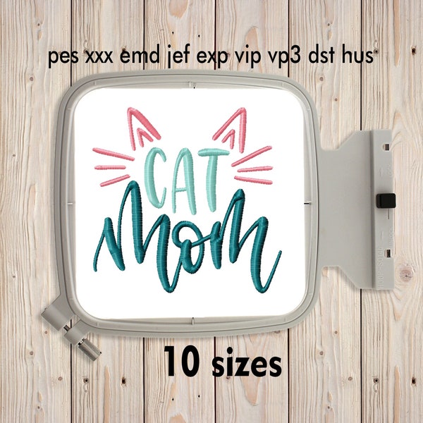 Cat Mom Machine embroidery design Cute animals Instant Download Fill Stitch 10 sizes Embroidering fill