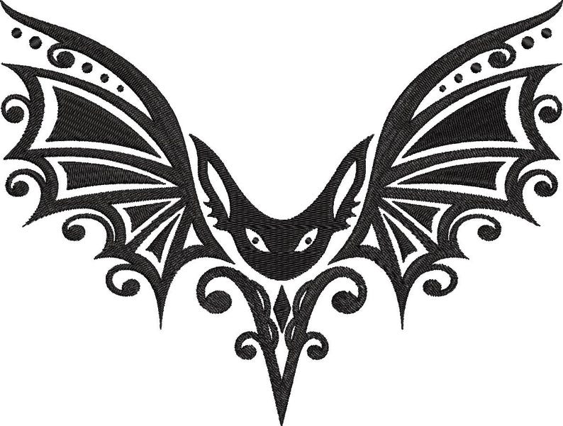 Bat Machine Embroidery Design Gothic Bat Silhouette Halloween Instant ...