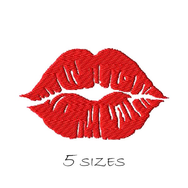 Kissing Lips embroidery design, 5 sizes, Embroidering fill Stitch, Machine embroidery design, Lips, Kiss, Love, Valentines, Instant Download