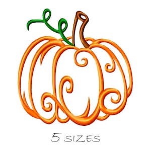 Pumpkin #10 Machine embroidery design Halloween Instant Download Fill Stitch 5 sizes Embroidering Decorative Ornamental Thanksgiving pumpkin