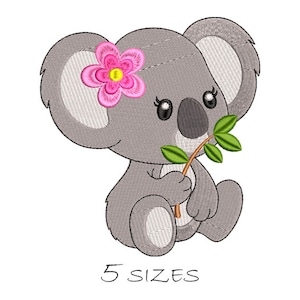 Koala #3 Machine embroidery design Cute forest animals Instant Download 5 sizes Embroidering fill Wildlife nature Woodland Nursery
