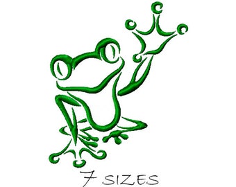 Frog Silhouette #1, Machine Embroidery Design, 5 sizes, Animals Design, Instant Download, Fill Stitch, Frog outline, Monochrome