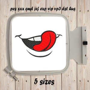 Funny Smile#8 embroidery design 5 sizes Embroidering Stitch Machine embroidery design Smiley Lips Teeth Mouth Valentines Instant Download