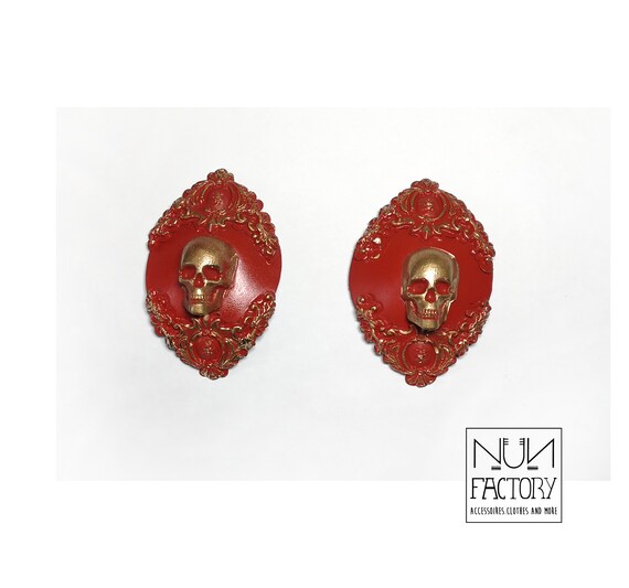 Red/gold Skull Baroque Nippies Nipple Pasties -  Canada