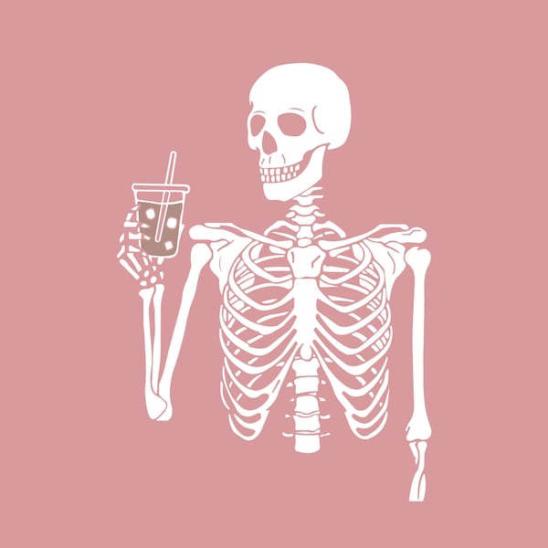 Iced Coffee Skeleton Halloween Digital Download PNG, JPG, and SVG files