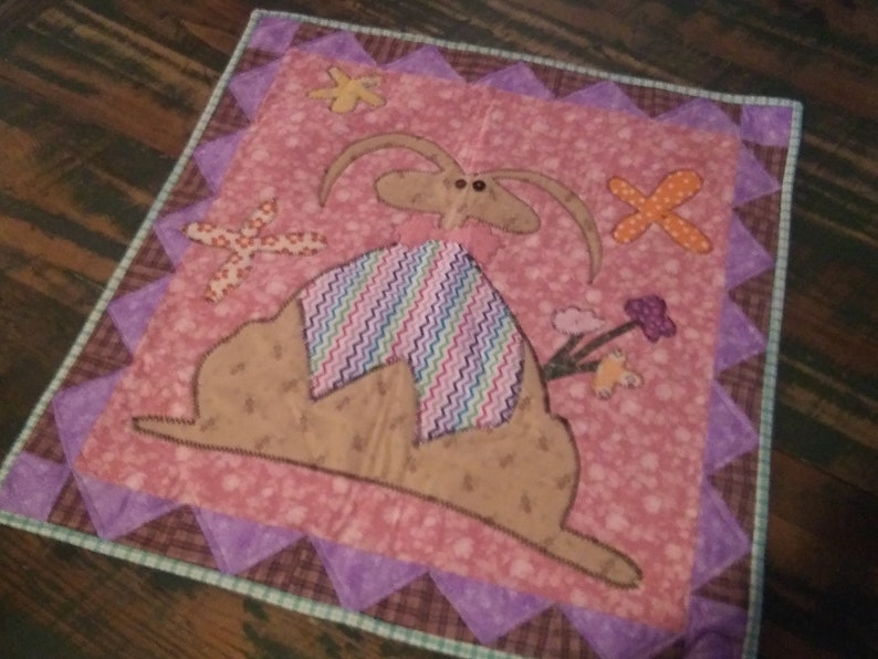 Whimsical Spring Tuxedo Easter Bunny Quilt  Homemade Wall image 0