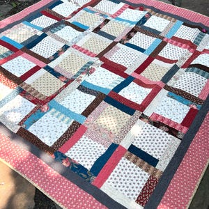 Handmade Quilt Civil War Reproduction Patchwork Quilt Double to Queen Size Traditional Pieced Quilt Ready to Ship 76 x 76”