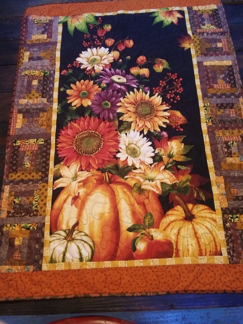 Unique  Fall Mums quilted Wall Warmer or Table Warmer  image 1