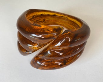 1960s Plastic Faux Tortoise Cuff Bangle Bracelet