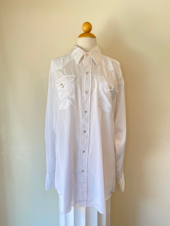 1970s Panhandle Slim White Western Pearl Snap Shir