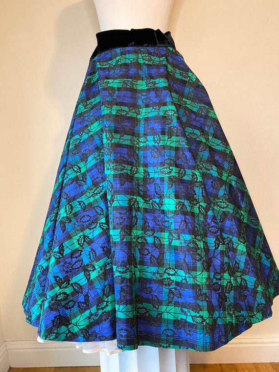 50s Flocked Taffeta Full Circle Skirt