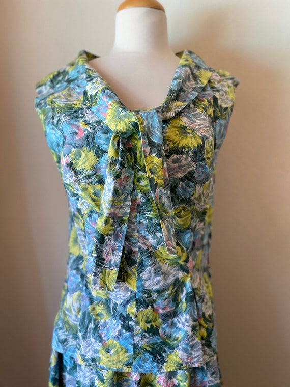 Vintage 1950’s Floral Skirt & Blouse Cabbagerose