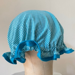Handmade Gingham Country Bouffant Hair Bonnet Nightcap Maid Sleeping Cap