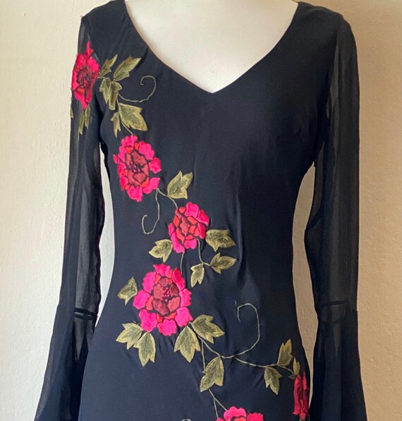 Vintage 30s Style Sue Wong Silk Chiffon Spanish Em
