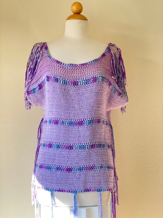 1970’s Vintage Crochet Tunic top Hippie Boho