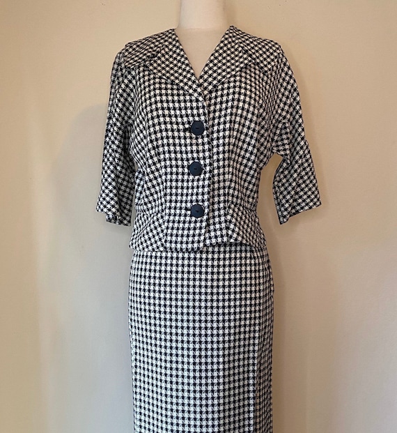 Vintage 1940s Lora Lenox Suit Houndstooth Rockabil