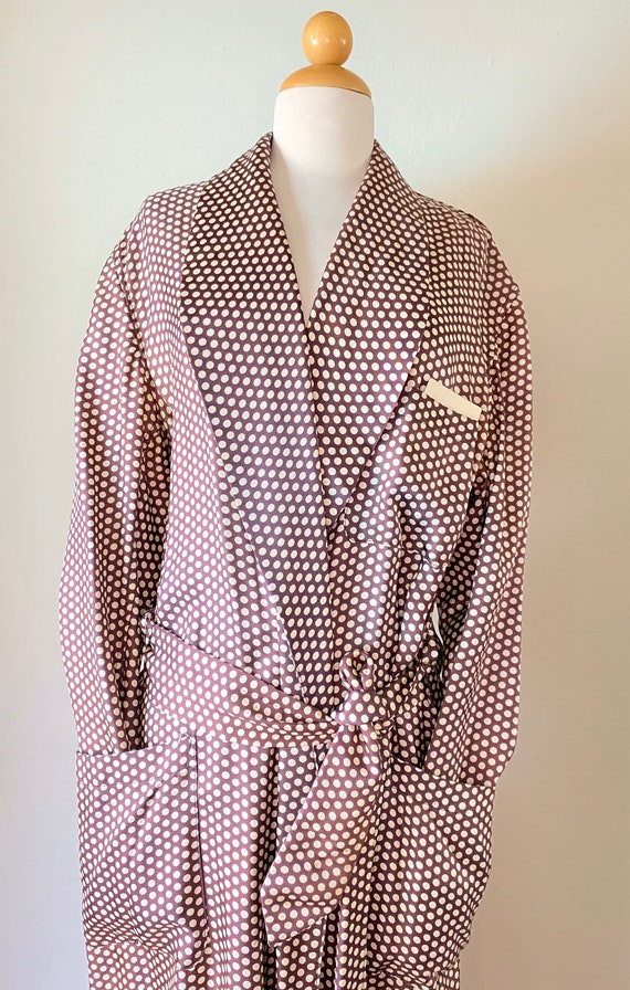 Vintage 40s Rayon Robe Mens Loungewear Polkadot 2