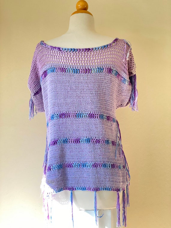 1970’s Vintage Crochet Tunic top Hippie Boho - image 3