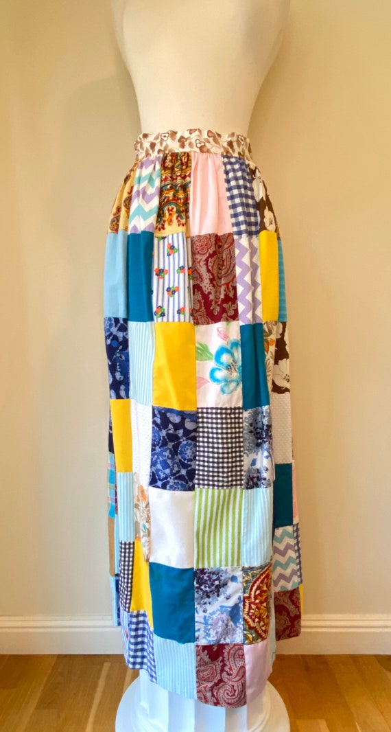 60s Vintage Patchwork Boho Prairie Skirt