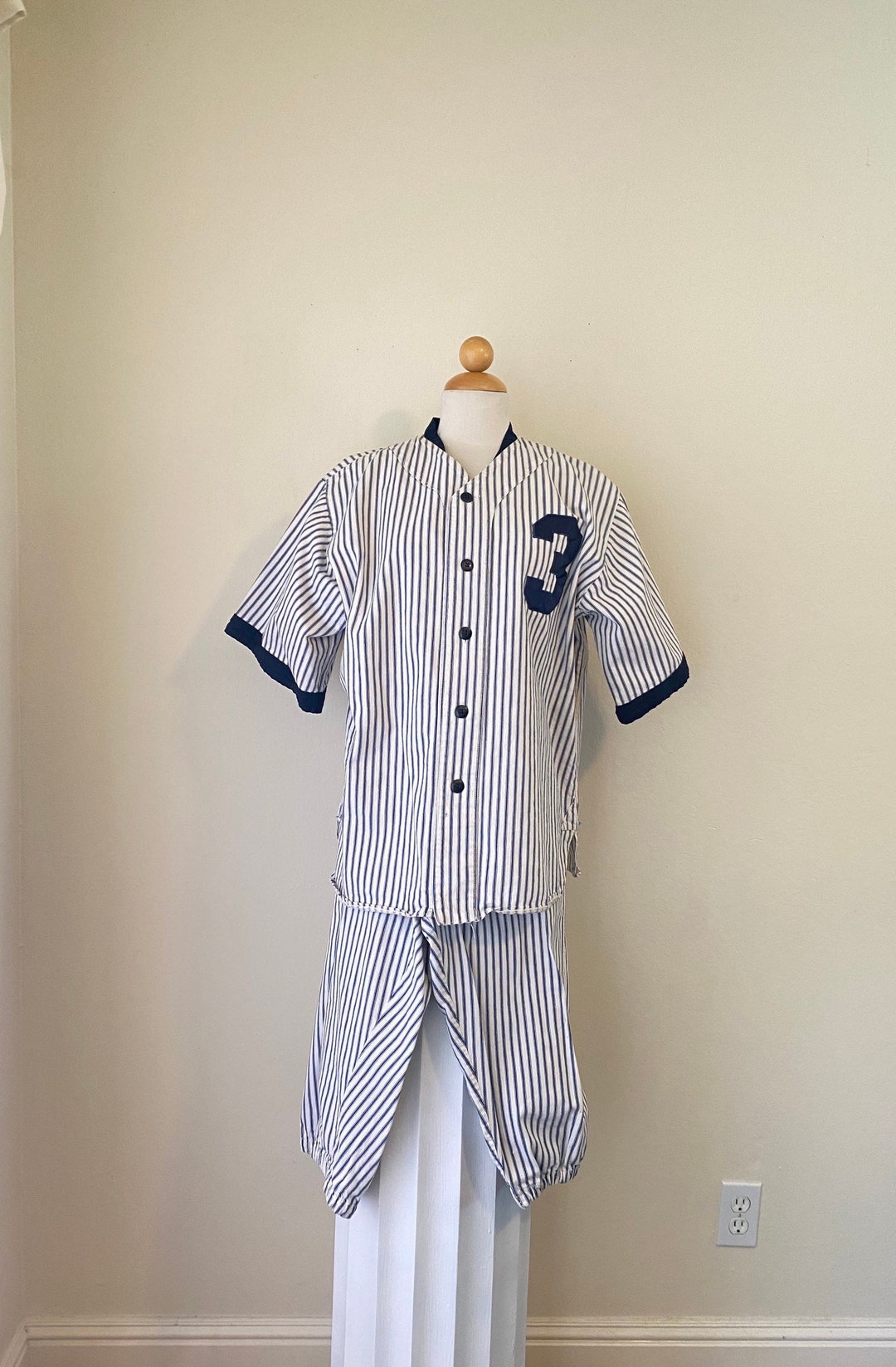 Vintage Cotton Baseball Uniform Costume 5 Pc Lg/xl Etsy