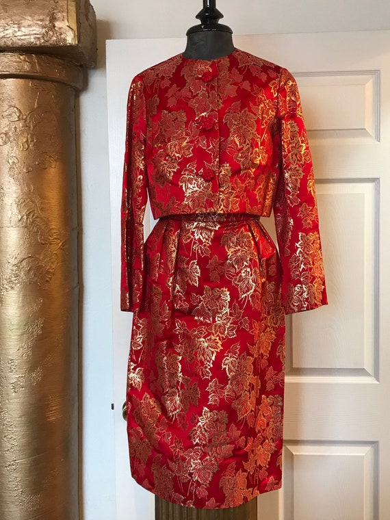 1960's Vintage Silk Cocktail Dress with Jacket Fra