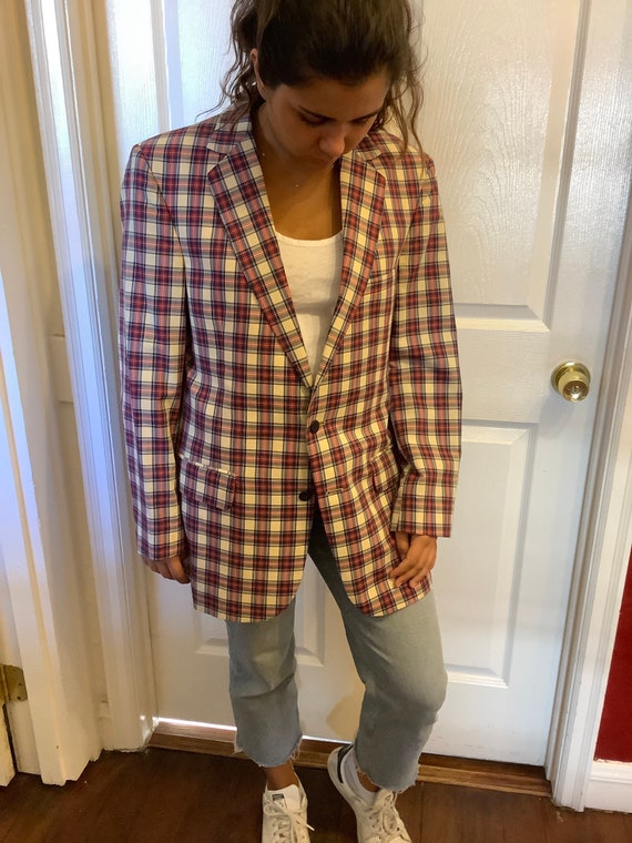 Vintage 1960s Plaid Blazer Mens 42R
