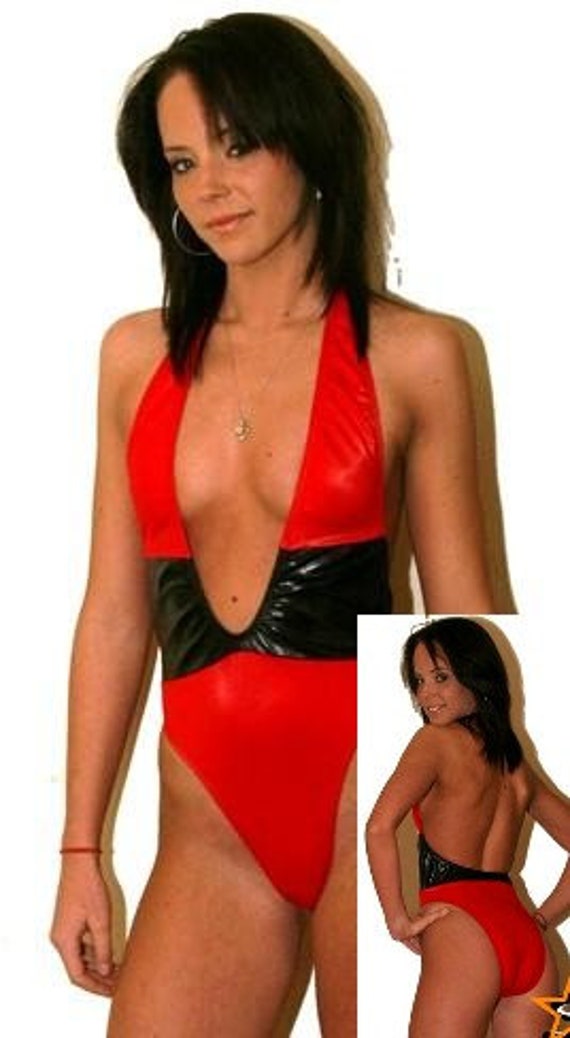 red and black swimsuit