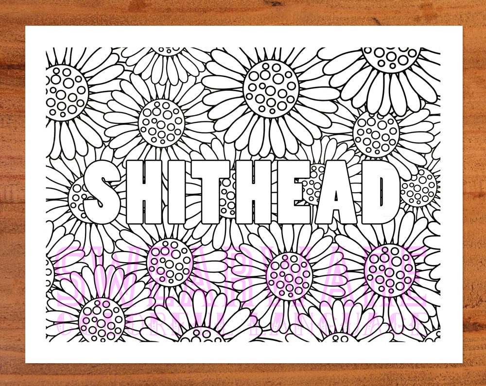 Download Shithead Swear Word Coloring Page Printable Instant Download Etsy