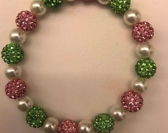 Pink and Green Shamballa bracelet