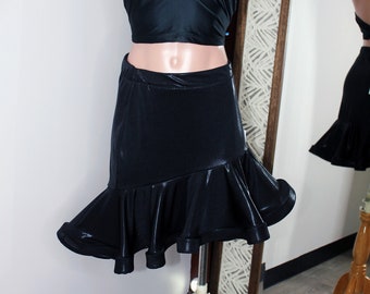Black Faux Leather Latin Practice Skirt