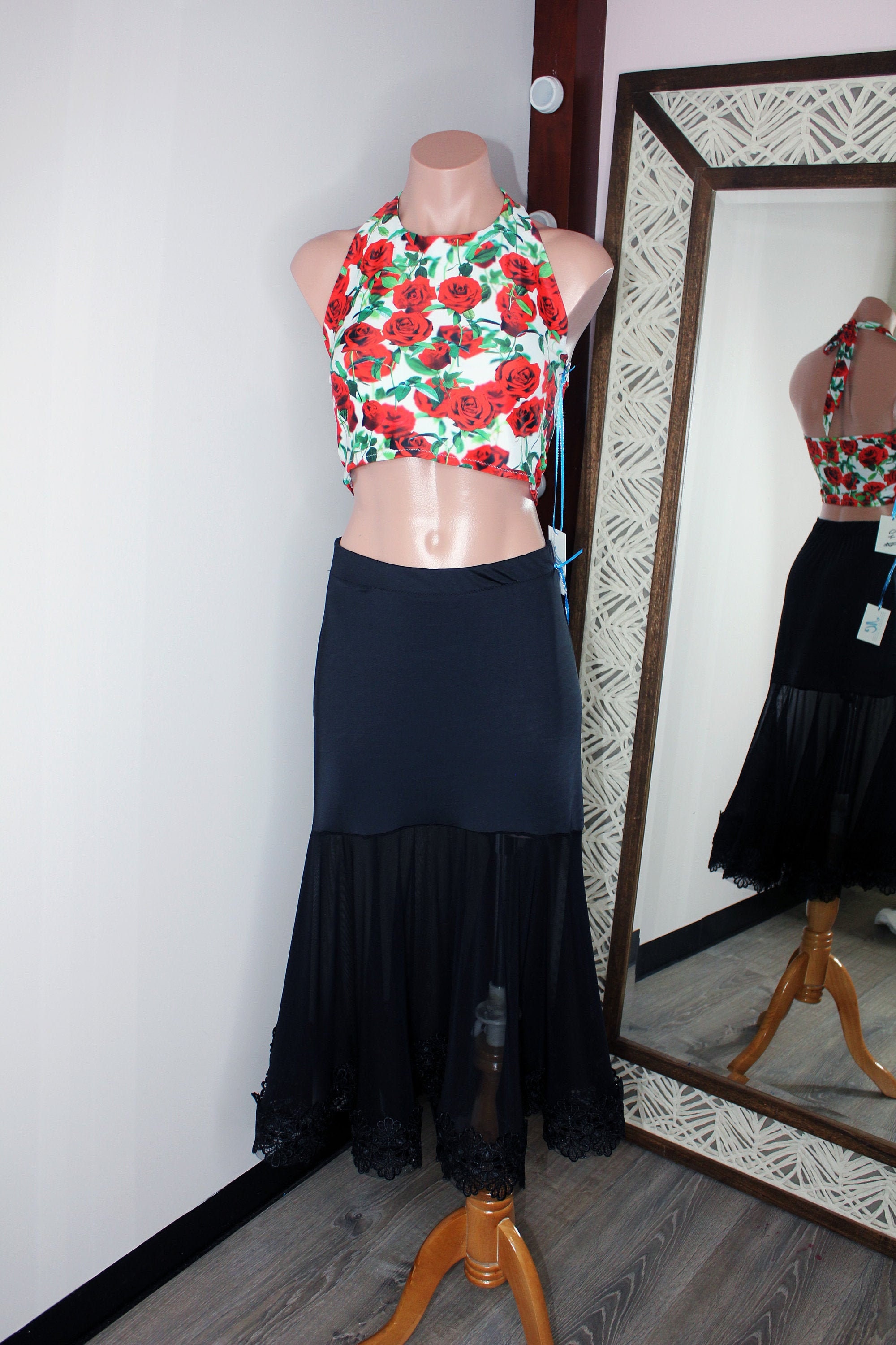 Mesh and Lacetrim Standard Ballroom Dance Practice Skirt Etsy