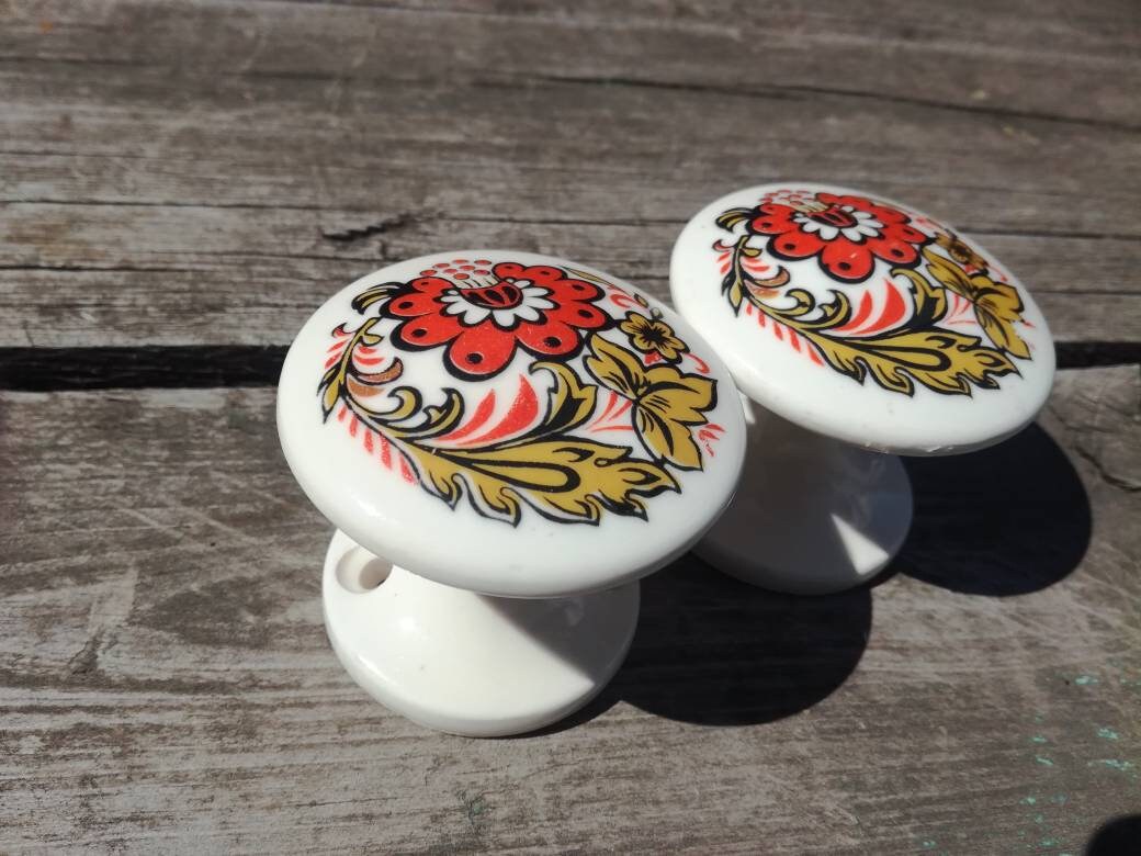 Vintage Ceramic door knobs. Set of 2 one pair. Etsy