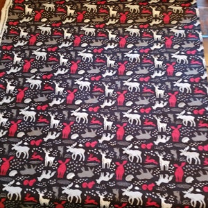 Fabric, Cotton, Forest Animals on Black, Sold in 1/2 Yard Increments