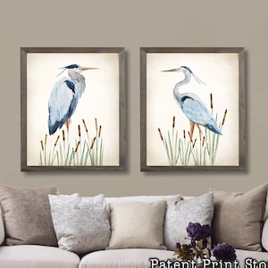 Watercolor Heron Print Set. Bird Prints. Heron Art Prints. Coastal Art, Beach House Wall Art. Coastal Decor. Beach Cottage Art. Nautical Art