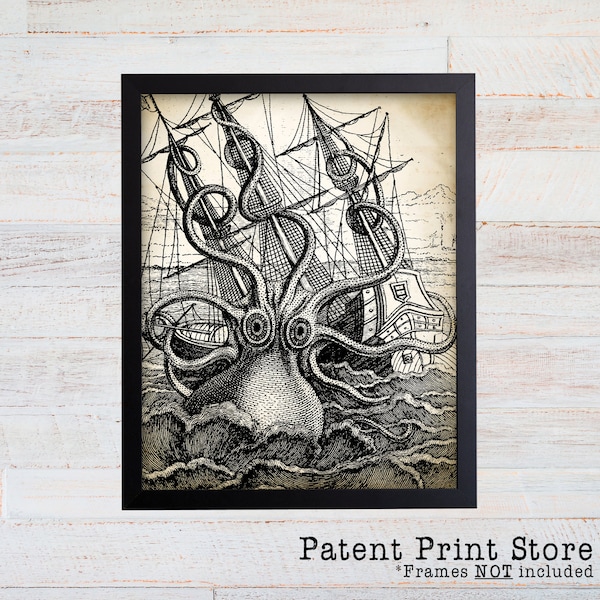 Kraken Print Etsy
