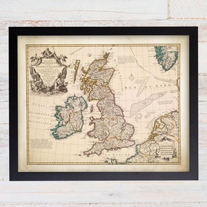 England Map Print. Antique England Map Art. Map Decor. Vintage Map. Great Britain. United Kingdom. London Map. Ireland Map. Scotland Map