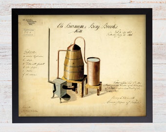 Alcohol Patent Print. Moonshine Still Patent Art. Man Gifts. Man Cave Decor. Man Cave Art. Vintage Whiskey Still. Bourbon. Bar Decor. 93
