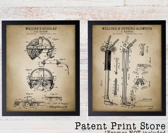 Welding Patent Prints | Goggles & Torch, Set of 2