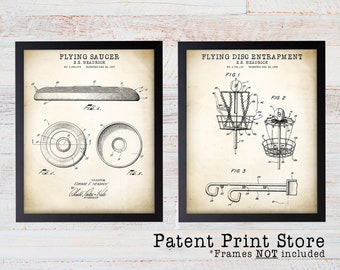Frisbee Patent Art Print Set, Flying Disc & Entrapment Posters