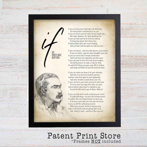 If by Rudyard Kipling, If poem, Rudyard Kipling poetry, Poetry Art, Fine art print quote, If Rudyard Kipling, If you can keep your head, 163