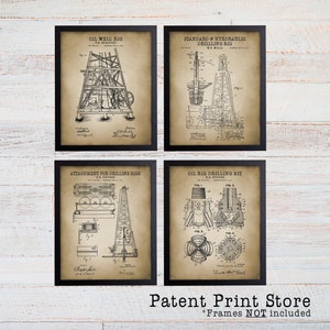 Oil Rig Art. Oil Patent Prints. Oil Art. Oil Derrick. Oil Rig Poster. Vintage Oil. Roughneck Gift Idea. Gift for Him. Mancave Decor.