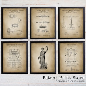 Lawyer Patent Art Prints, Lady Justice, Law Office Decor Set