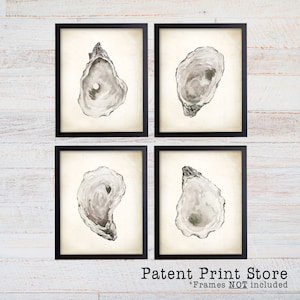 Watercolor Oyster Shell Prints. Coastal Decor. Coastal Art Prints. Seaside Wall Art. Beach House Wall Decor. Seashell. Seafood Kitchen. Bath