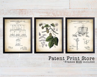 Beer Patent Art Prints. Beer Brewing Wall Art Print. Beer Making Wall Art. Beer Brewing Patent. Hops Plant. Beer Art. Beer Prints. Beer Gift