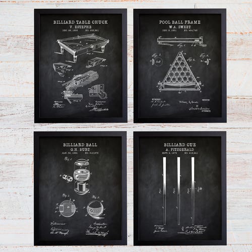 Billiards Patent Prints. Billiards Poster. Billiard Room Art. Etsy