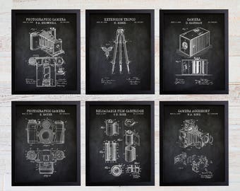 Vintage Camera Patent Art Prints, Photography Blueprint Set