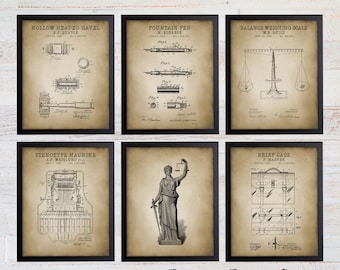 Lawyer Art. Lawyer Patent Art. Lawyer Gift. Attorney Office Decor Prints. Lady Justice. Attorney Patent Print Set. Law Office Art Decor.